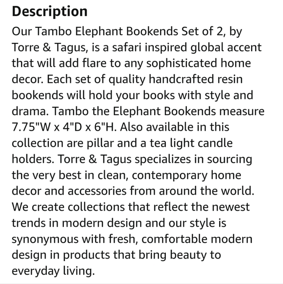 Torre & Tagus white elephant bookends - Picture 14 of 14